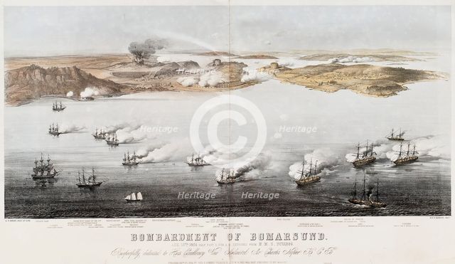 Bombardment of Bomarsund, 1854. Artist: Dolby, Edwin Thomas (active 1849-1865)
