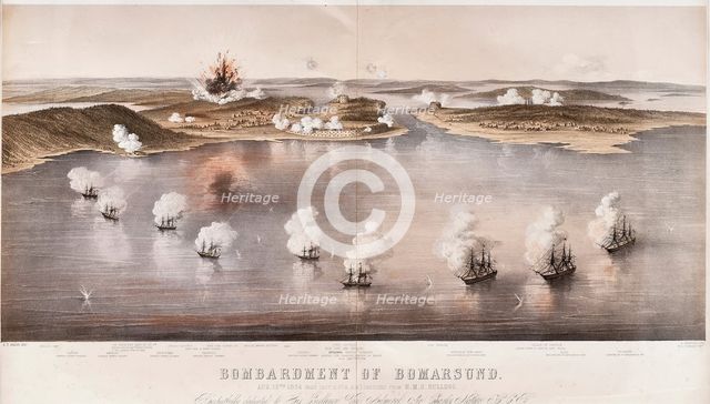 Bombardment of Bomarsund, 1854. Artist: Dolby, Edwin Thomas (active 1849-1865)