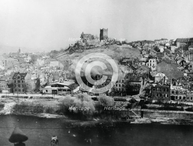 Bombardment of Bingen, Germany, March 1945. Artist: Unknown
