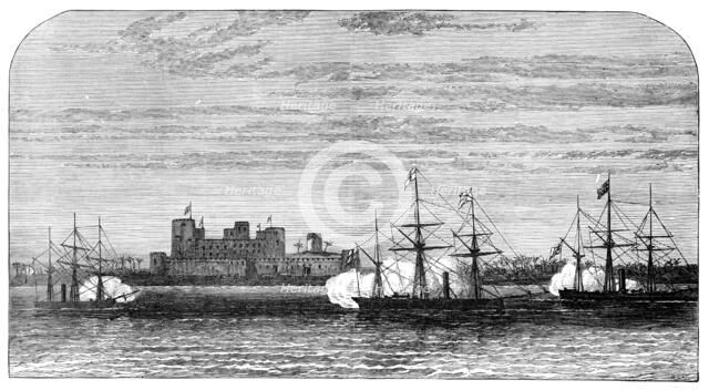 Bombardment of Fort Masnaah, Gulf of Oman, 1874. Creator: Unknown.