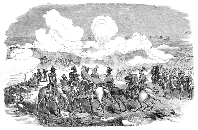 Bombardment of Sebastopol - General Sir De Lacy Evans and staff, 1854. Creator: Unknown.