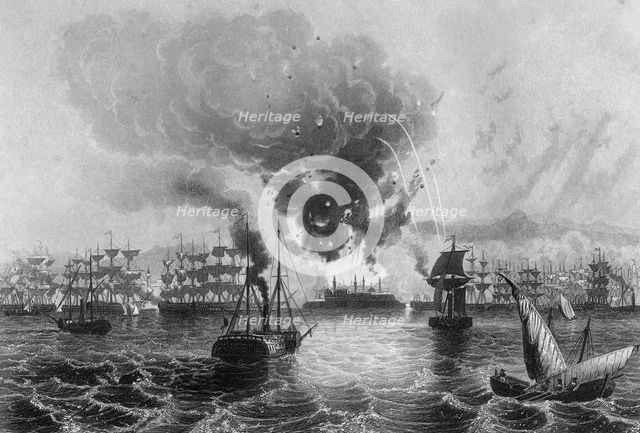 Bombardment of St Jean D'Acre by Admiral Sir Charles Napier, 3 November 1840 (c1857).Artist: H Winkles