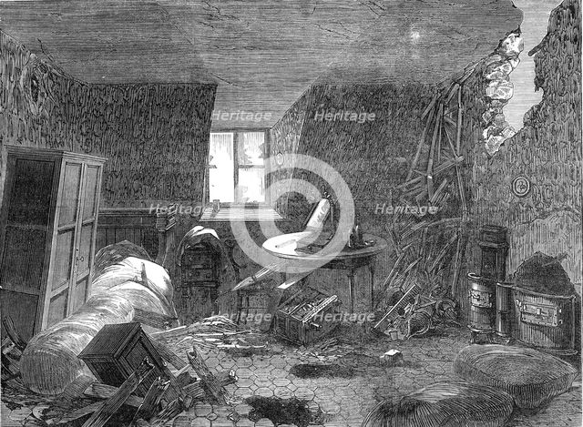 Bombardment of Paris: effects of a shell bursting in the fourth storey of a house, 1871. Creator: Unknown.
