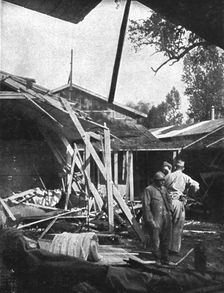 Bombardment of Vadelaincourt Hospital; The barracks were bombed on August 20,... 1917. Creator: Unknown