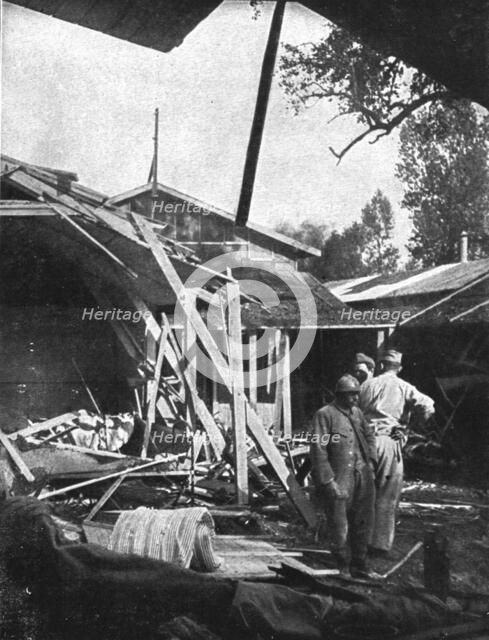 Bombardment of Vadelaincourt Hospital; The barracks were bombed on August 20,... 1917. Creator: Unknown.