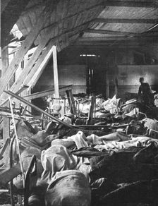 Bombardment of Vadelaincourt Hospital; A room where, on the same day, nurses..., 1917. Creator: Unknown