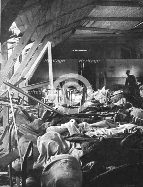 Bombardment of Vadelaincourt Hospital; A room where, on the same day, nurses..., 1917. Creator: Unknown.