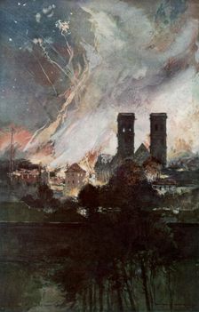 Bombardment of Verdun with Incendiary Shells France, 25-26 March 1916, (1926).Artist: Francois Flameng