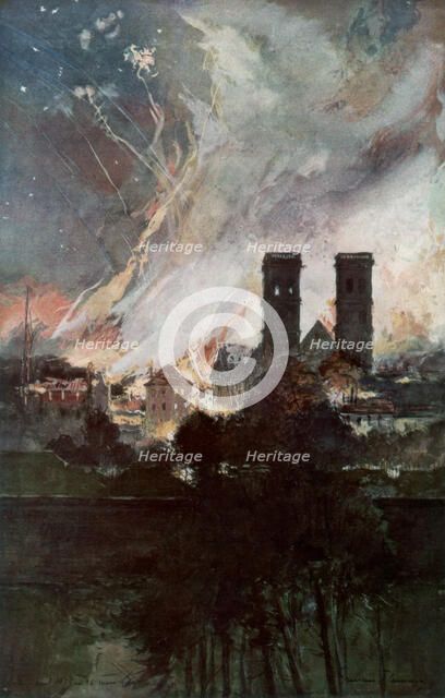 'Bombardment of Verdun with Incendiary Shells', France, 25-26 March 1916, (1926).Artist: Francois Flameng