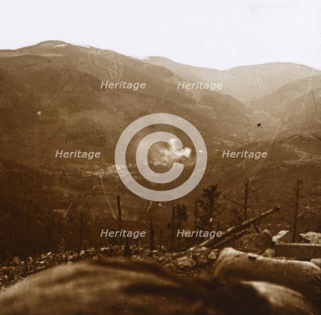 Bombardment, Metzeral, northern France, c1914-c1918. Artist: Unknown.