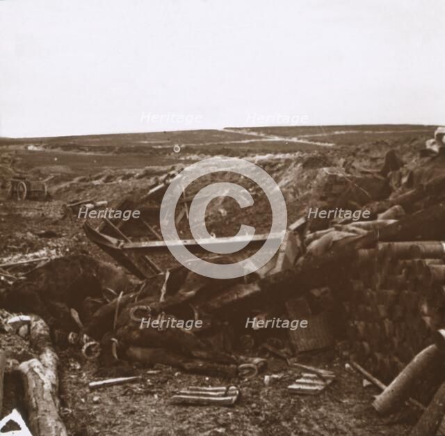 Bombarded battery, Clery, France, c1914-c1918. Artist: Unknown.