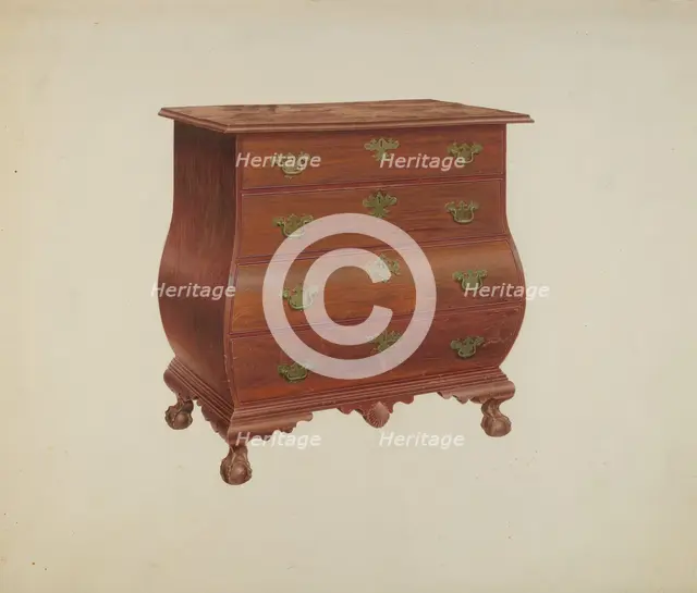 Bombe Front Chest of Drawers, c. 1938. Creator: Alfred H. Smith.