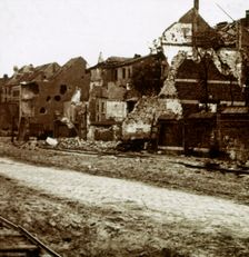 Bombed-out buildings, Nieuwpoort, Flanders, Belgium, c1914-c1918