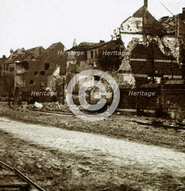 Bombed-out buildings, Nieuwpoort, Flanders, Belgium, c1914-c1918. Artist: Unknown.