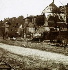 Bombed-out buildings, Nieuwpoort, Flanders, Belgium, c1914-c1918