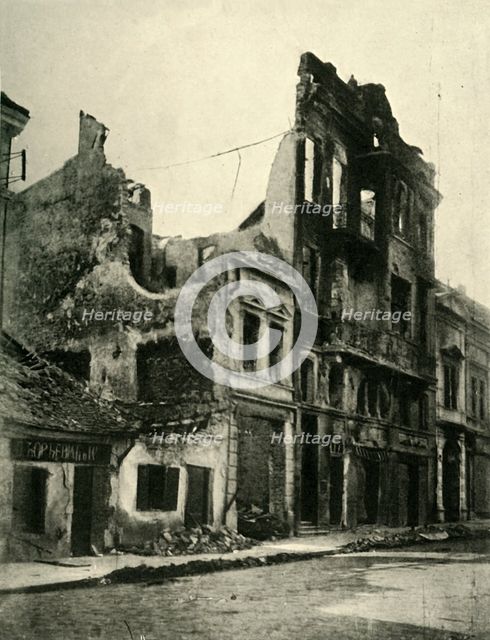 Bombed buildings in Belgrade, Serbia, First World War, October 1915, (c1920). Creator: Unknown.