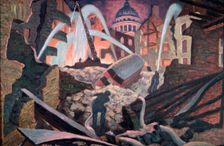 Bombed ruins near St Paul's London. Artist: James Robert Wallace Orr