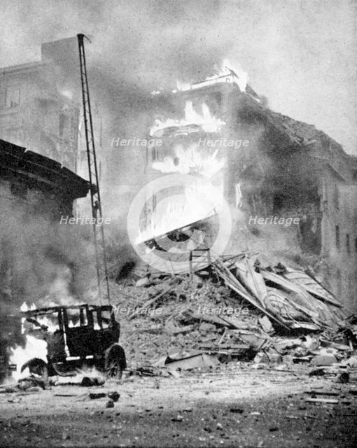 Bombing of Helsinki by the Russians, World War 2, c1940. Artist: Unknown