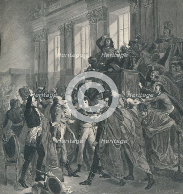 'Bonaparte at the Council of the Five Hundred - St. Cloud, November 10, 1799 (19th Brumaire)', 1896. Artist: Peter Aitken.