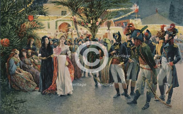 'Bonaparte, Kleber, Eugène De Beauharnais, Lasalle and Junot at the Tivoli Garden in Cairo', 1896. Artist: Unknown.