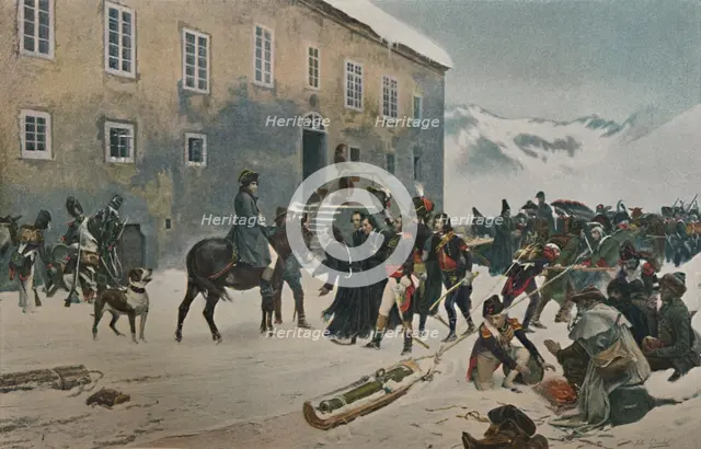 ''Bonaparte Received By The Monks of Mount St. Bernard. Passage of the Alps, May 1800', (1896). Artist: Unknown.
