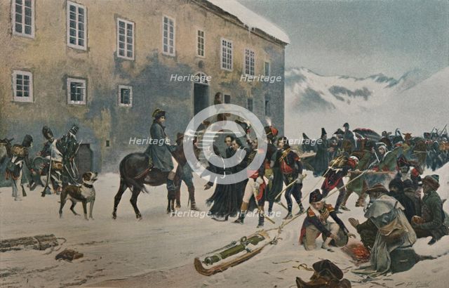 ''Bonaparte Received By The Monks of Mount St. Bernard. Passage of the Alps, May 1800', (1896). Artist: Unknown.