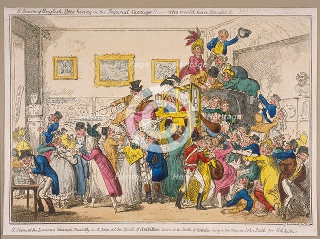 Bonaparte's coach on show at Bullock's Museum, Piccadilly, Westminster, London, 1835. Artist: George Cruikshank