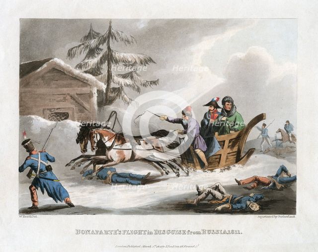 'Bonaparte's Flight in Disguise from Russia, 1811', 1814. Artist: Sutherland