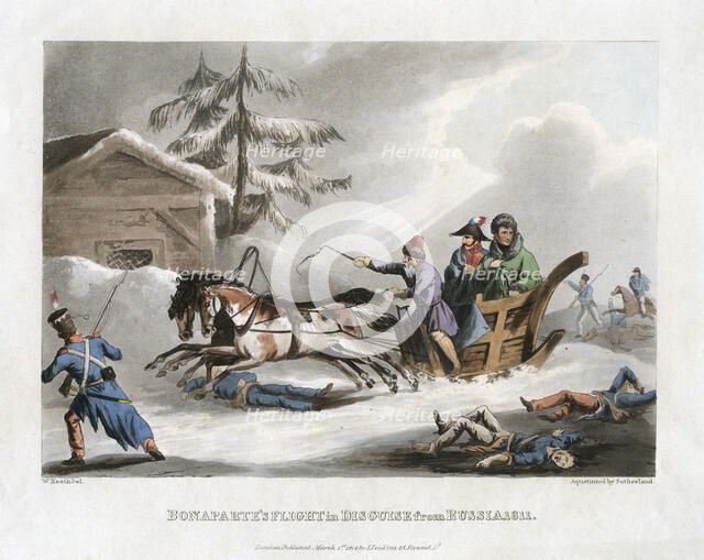 'Bonaparte's Flight in Disguise from Russia, 1811', 1814. Artist: Sutherland