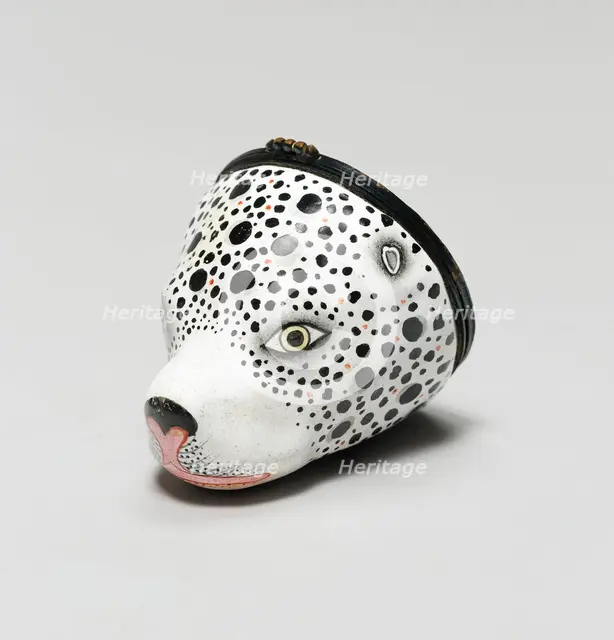 Bonbonnière: Dalmatian's Head, Bilston, c. 1765. Creator: Unknown.