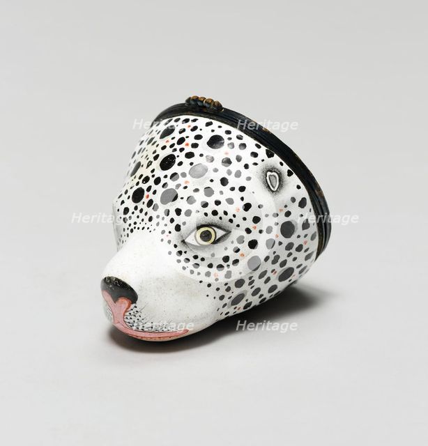 Bonbonnière: Dalmatian's Head, Bilston, c. 1765. Creator: Unknown.