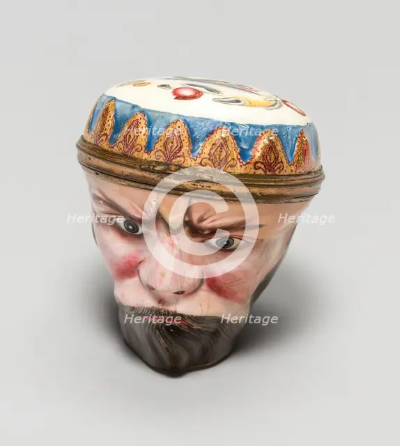 Bonbonnière: Head of Neptune, South Staffordshire, 1760/80. Creator: Staffordshire Potteries.
