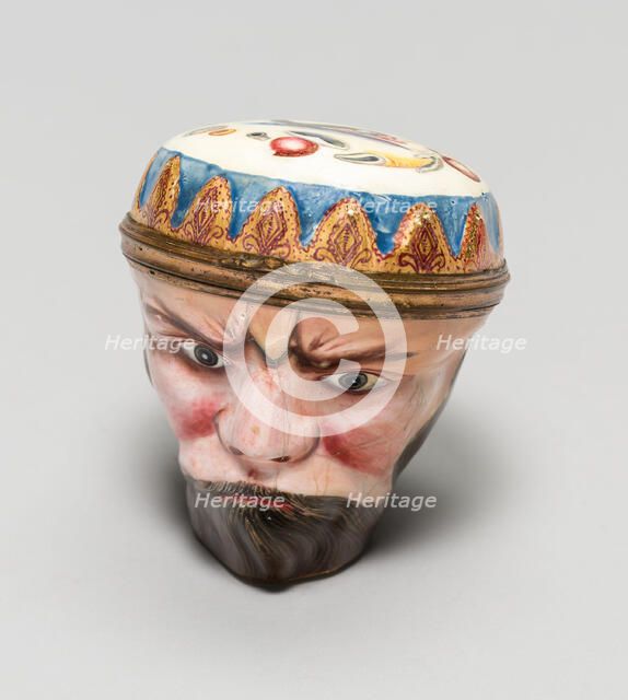 Bonbonnière: Head of Neptune, South Staffordshire, 1760/80. Creator: Staffordshire Potteries.