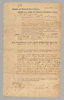 Bond from Charles Crouch to Thomas Gadsden, February 16, 1838. Creator: Unknown