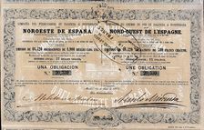 Bond of 1900 reales to the 3% of the Compañía del Ferrocarril de Palencia a Ponferrada (Railway C…