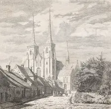 Bondetinget: a street in Roskilde, Mid 19th century. Creator: Holger Roed