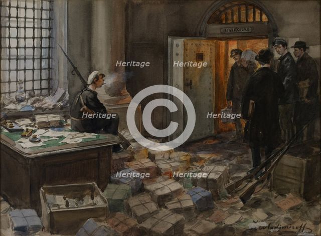 Bonds Confiscation in the Wawelberg Bank in Petrograd, 1919.