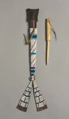 Bone Awl with Beaded Case, late 1800s. Creator: Unknown