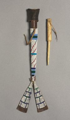 Bone Awl with Beaded Case, late 1800s. Creator: Unknown