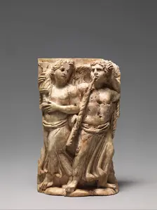 Bone Carving, Possibly of a Dionysiac Revel, Byzantine, 300-500. Creator: Unknown