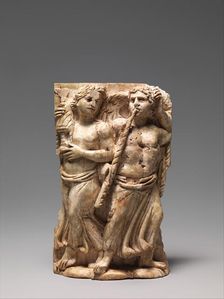 Bone Carving, Possibly of a Dionysiac Revel, Byzantine, 300-500. Creator: Unknown