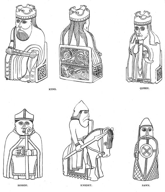 Bone chessmen of Scandinavian design, 12th or 13th century, (1892). Artist: Unknown