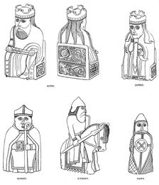 Bone chessmen of Scandinavian design, 12th or 13th century, (1892)