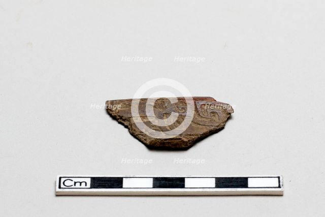 Bone, decorated fragment, Shang dynasty, ca. 1600 - ca. 1050 BCE. Creator: Unknown.