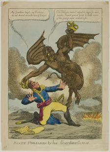 Boney Forsaken by his Guardian Genius, 1814. Creator: Charles Williams