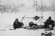 Bonfire in the woods, 1890. Creator: Unknown