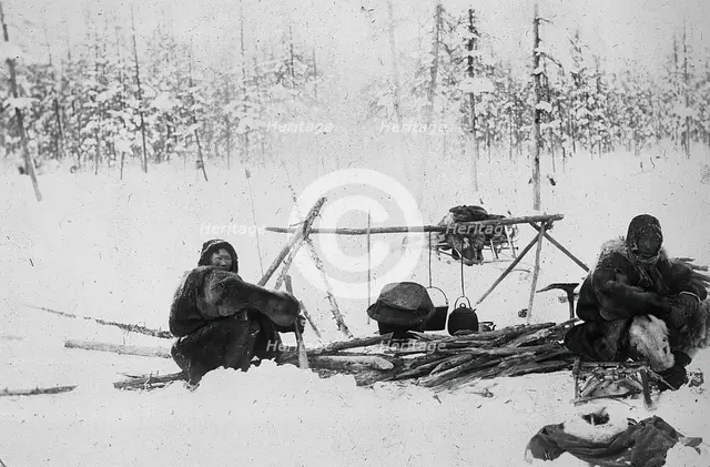 Bonfire in the woods, 1890. Creator: Unknown.