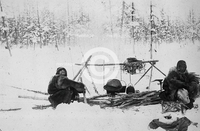 Bonfire in the woods, 1890. Creator: Unknown.