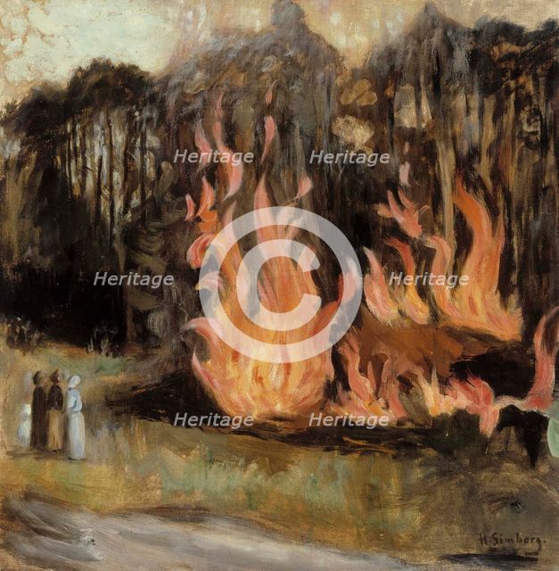 Bonfires, 1890-1917. Creator: Hugo Simberg.