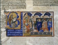 Bonifacio VIII (c.1235-1303), Pope (1294-1303), miniature of their Decretals (Liber sextus decr…